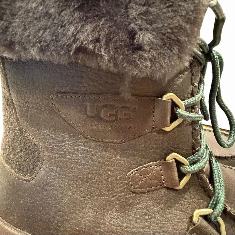 UGG Auden Brownstone Thinsulate Waterproof Shearling Snow Boot Shoes Brown Men 9